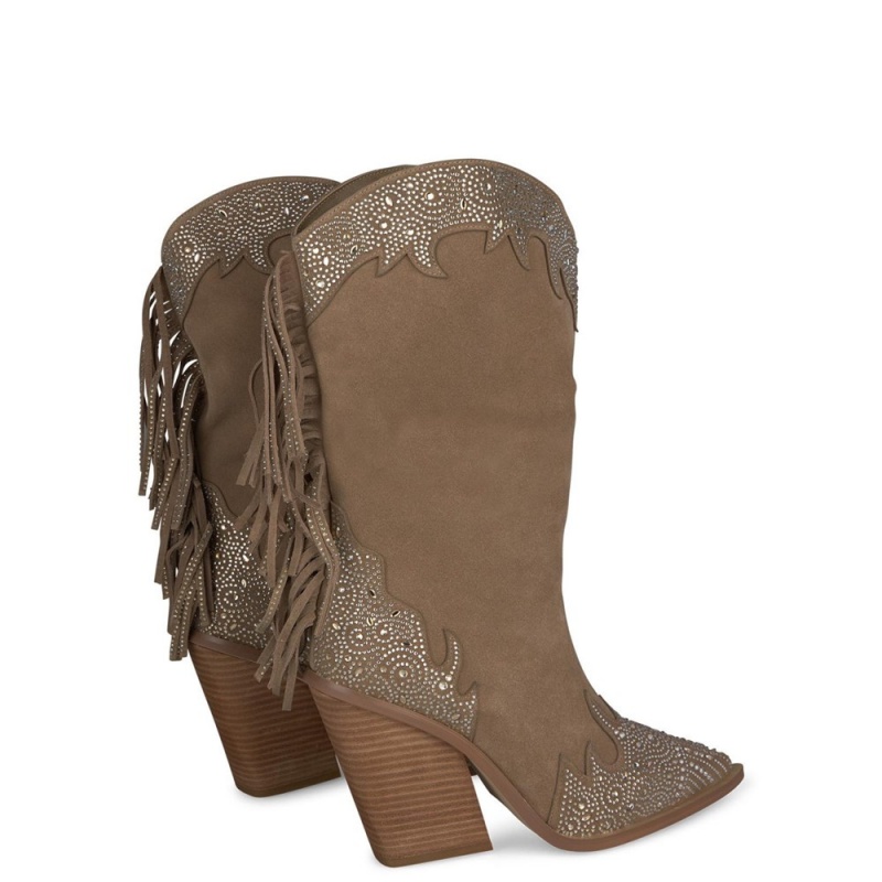 Bottes à Talons Alma En Pena Boot with fringes and rhinestones Bleu Femme | ZSK-69715061